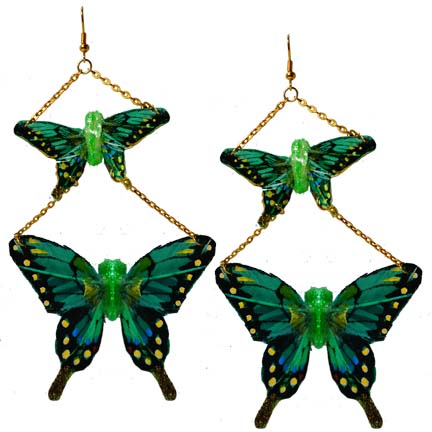 Traveling Butterflies Green Earrings