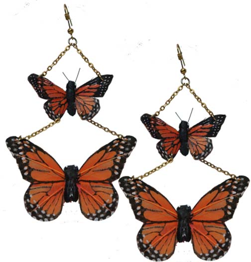 Monarch Butterfly Earrings Two Tier
