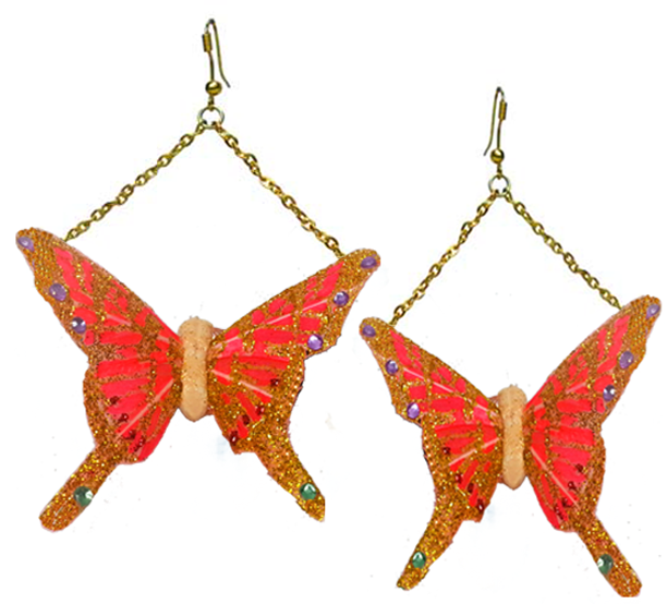 Pink & Gold Butterfly Earrings Handmade – Traveling Butterflies